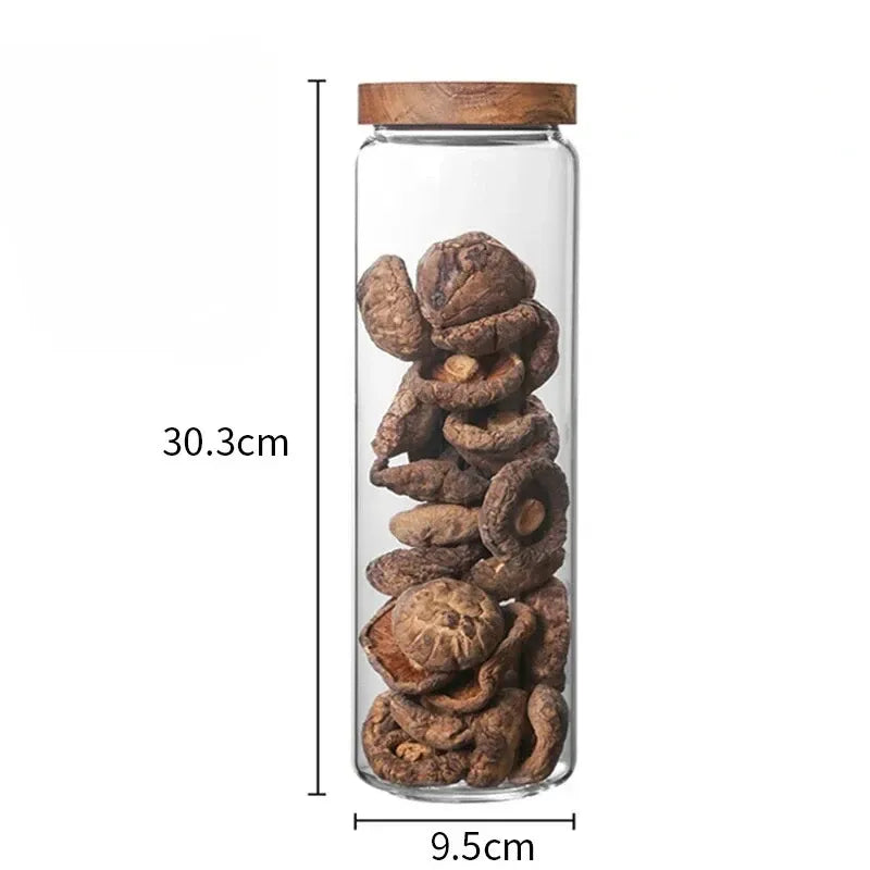 Bocal hermétique en verre, couvercle en bois — 1 550 ml