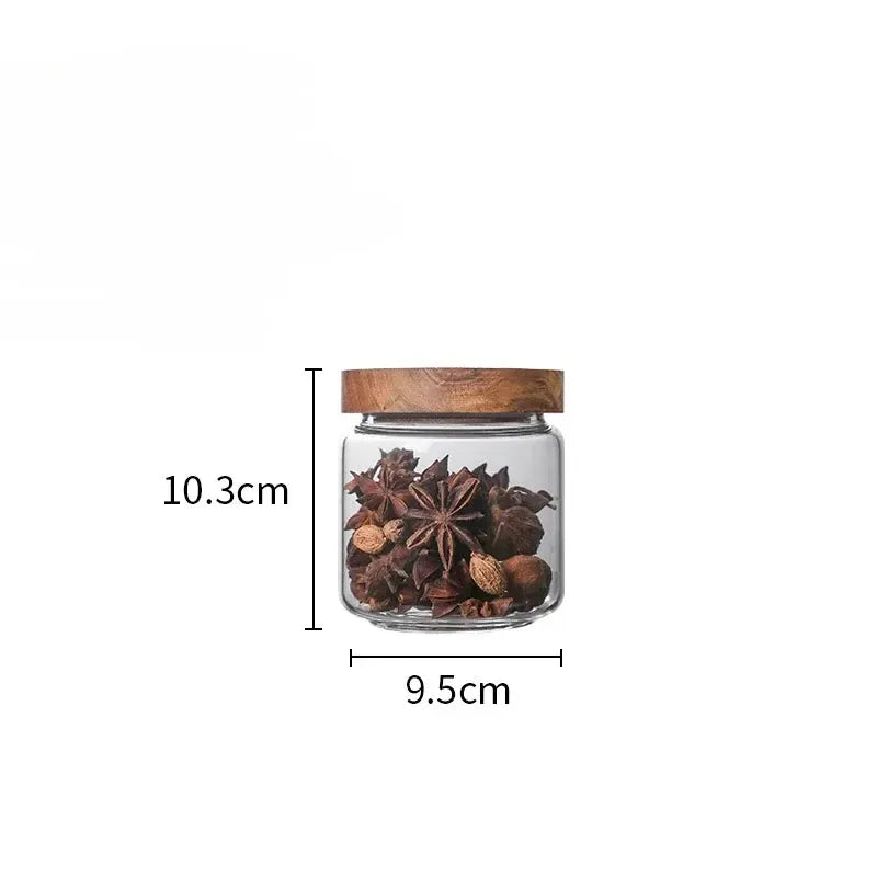 Bocal hermétique en verre, couvercle en bois — 350 ml