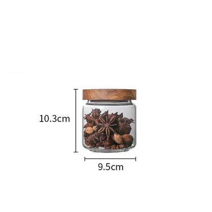 Bocal hermétique en verre, couvercle en bois — 350 ml