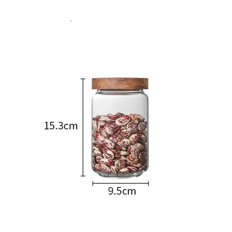 Bocal hermétique en verre, couvercle en bois — 650 ml