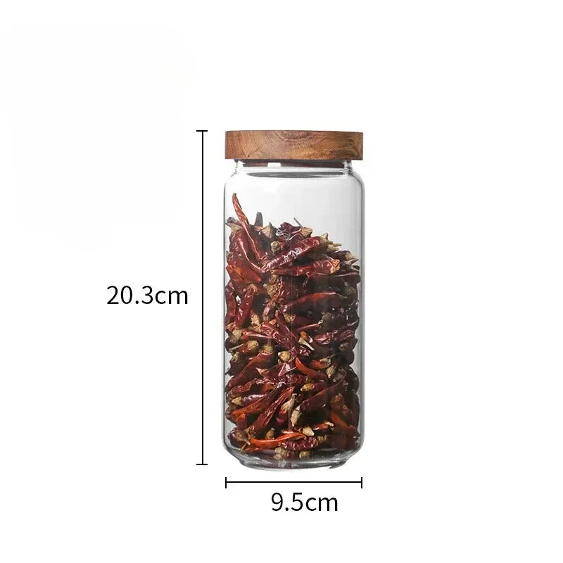 Bocal hermétique en verre, couvercle en bois — 950 ml