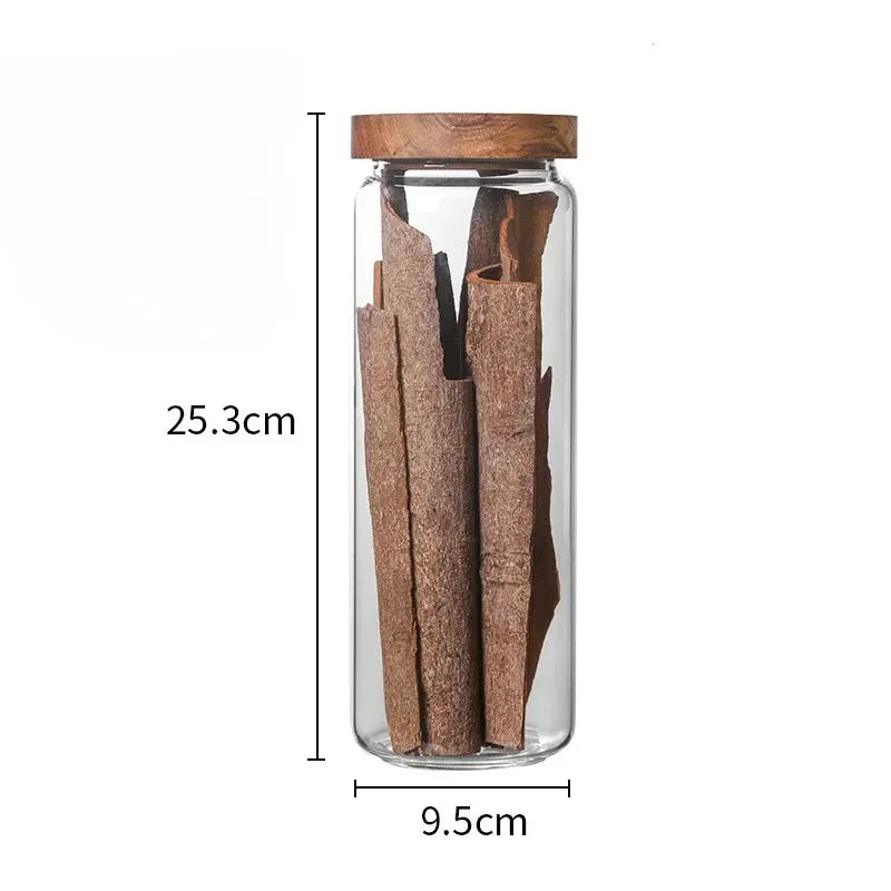 Bocal hermétique en verre, couvercle en bois — 1 250 ml