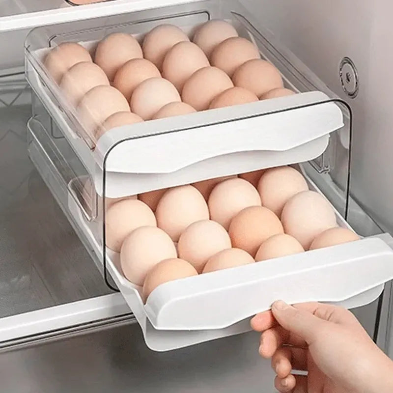 Boîte à œufs pour réfrigérateur, 2 tiroirs, 32 œufs