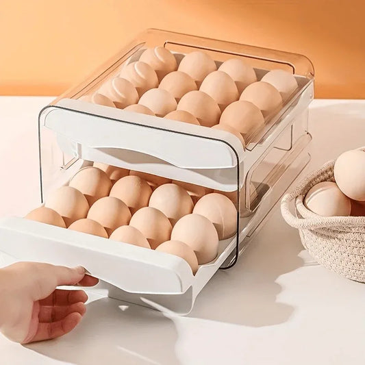 Boîte à œufs pour réfrigérateur, 2 tiroirs, 32 œufs